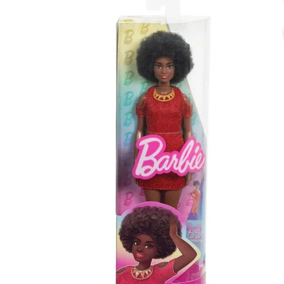 Barbie African American Fashionistas Doll# 221 w/ Natural Black Hair, Red Dress - Picture 5 of 8